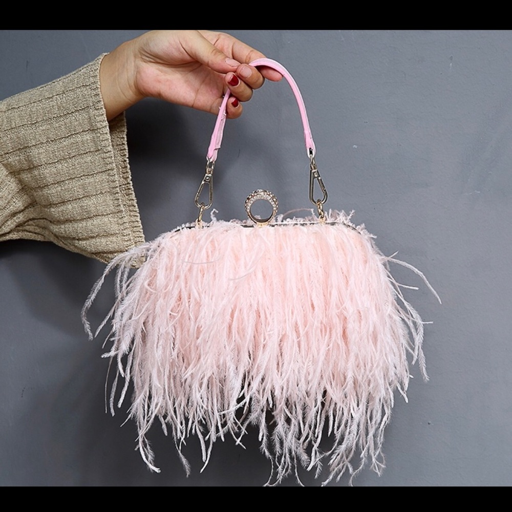 Pink Feather Clutch